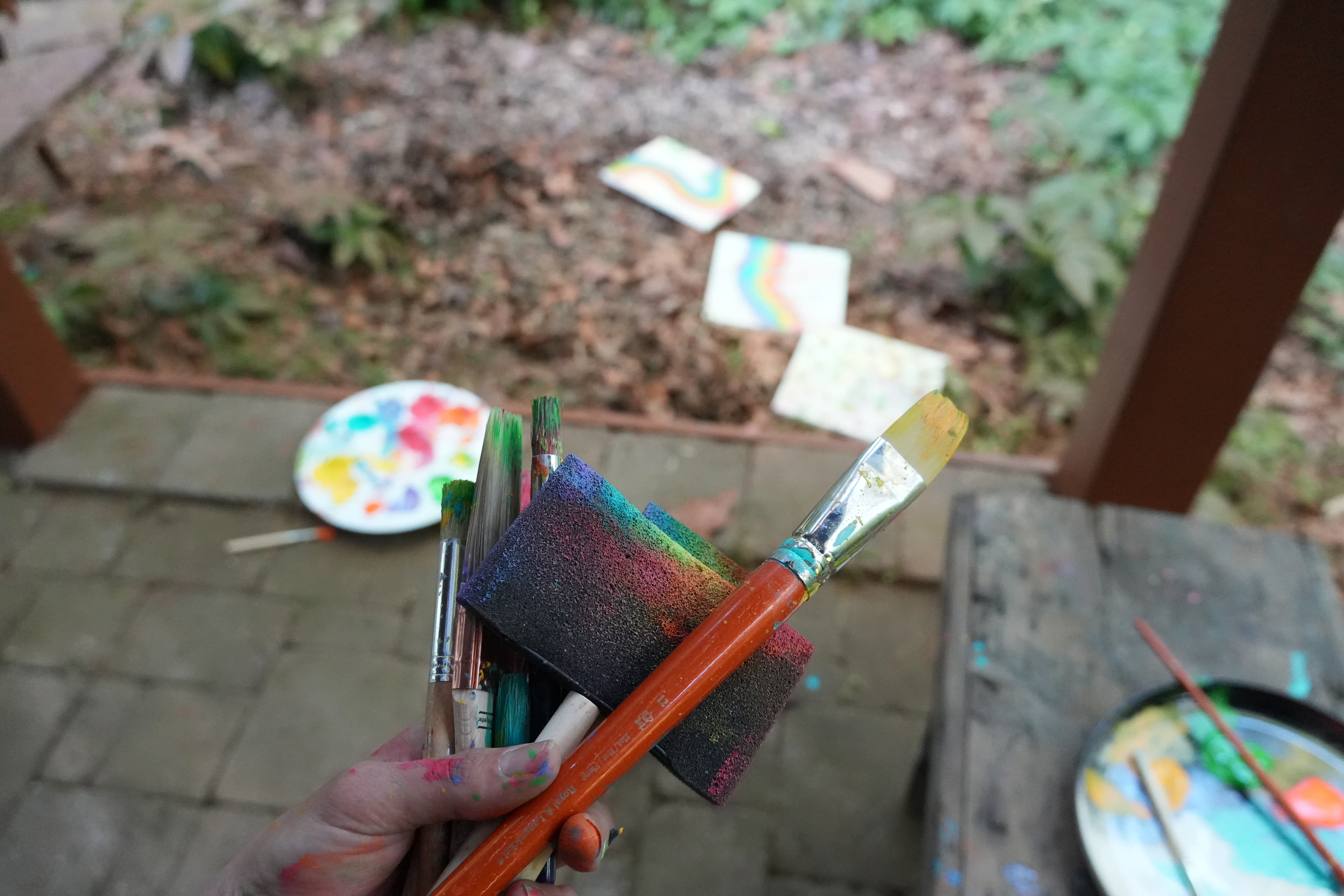 Artist's paintbrushes and tools